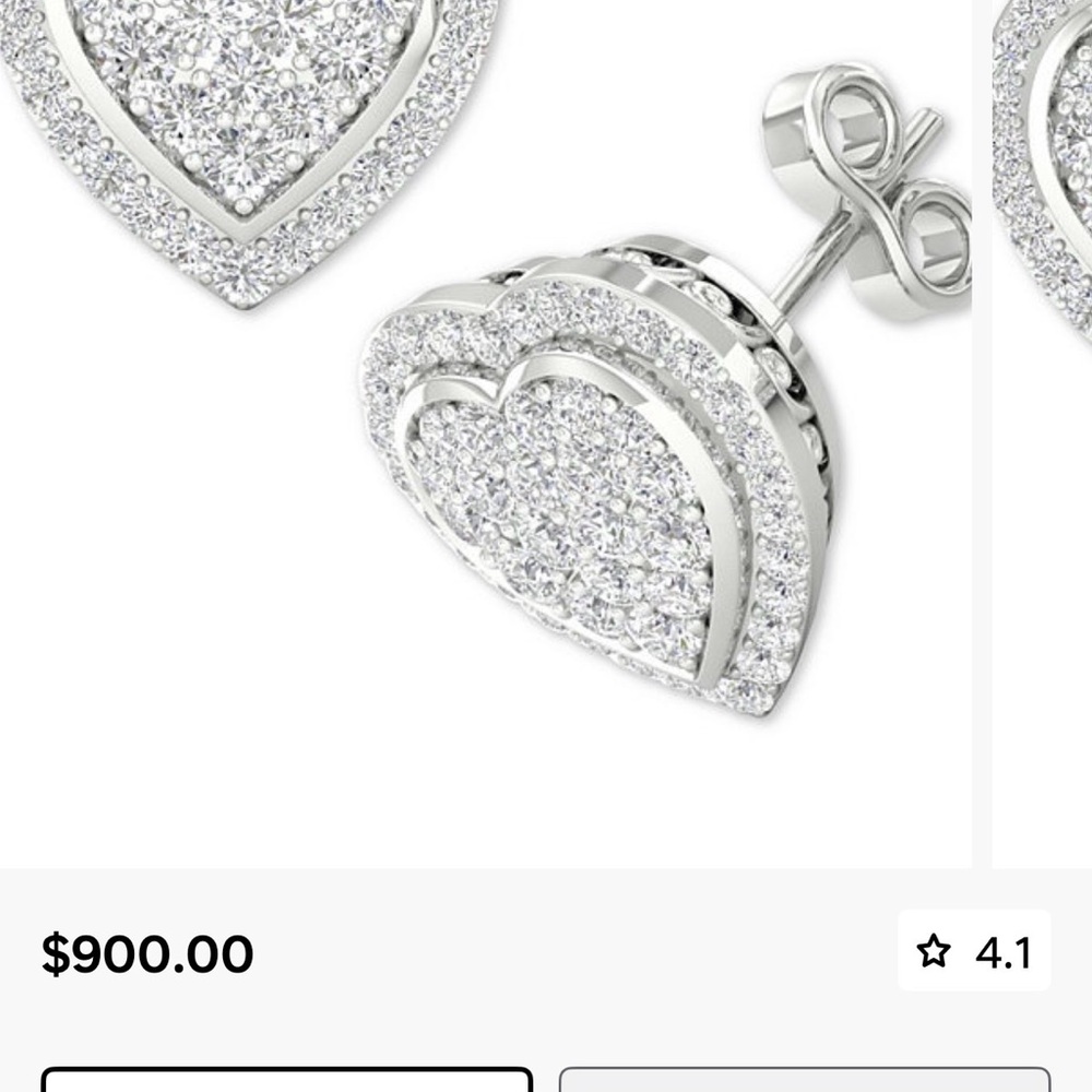Diamond Heart Cluster Stud Earrings (1/2 ct. t.w.) Earrings